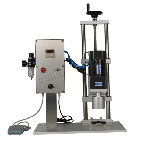 Energy-Saving Desktop Semi-Automatic Lug Cap Screw Capping Machine for Glass and Plastic Bottles with Pneumatic System - Silver