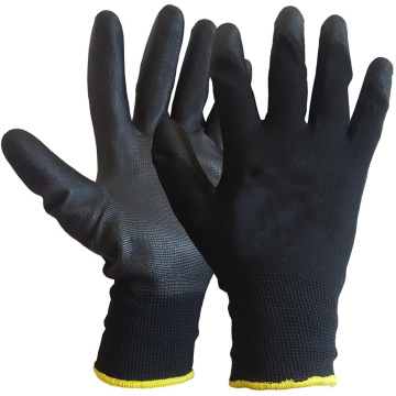 Guantes de trabajo negros con revestimiento de PU