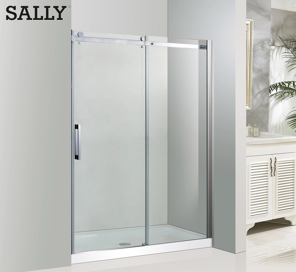 Puerta corrediza sin marco de baño de Sally para vidrio de seguridad templado con carcasa de ducha con fácil soporte de soporte de aluminio del lado limpio y limpio