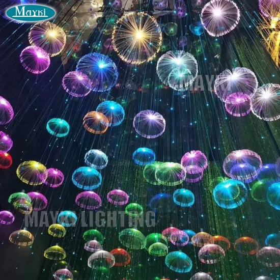 Color Changing LED Fiber Optic Jellyfish Lamp - Decorative Night Light
