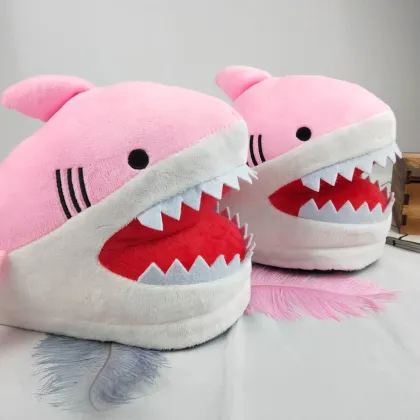 Home Kids Shark Plush Animal Slippers - Factory Custom Children Winter Slippers