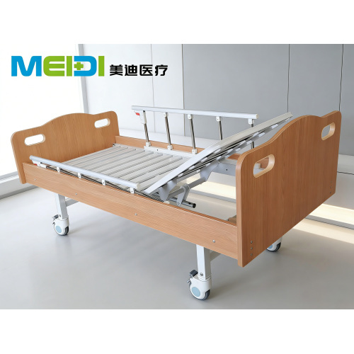 Economic Single Crank Hospital Bed for Clinic Home Care with MDF Board and Wheels