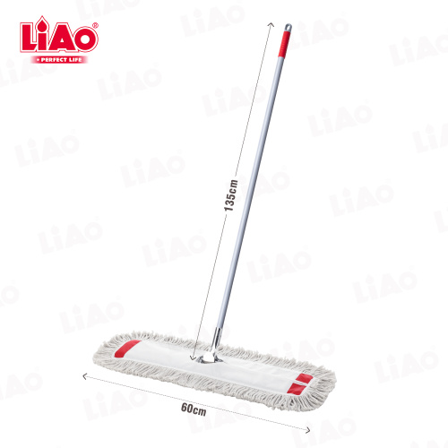 A130071 LiAo Esfregona plana de algodão com 60 cm de largura e cabo longo de 135 cm para limpeza de piso