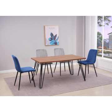 Mesa de jantar industrial - pernas de madeira de metal de madeira