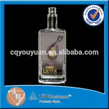 Custom Square Clear Glass Bottle 500 ML Bottle Alcohol 500ML