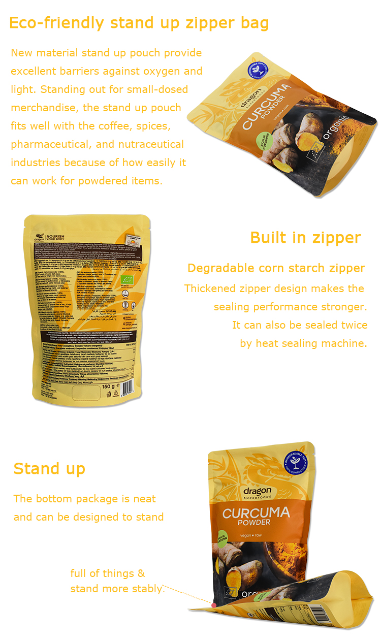 Resealabele Paper Spice Packaging Bags