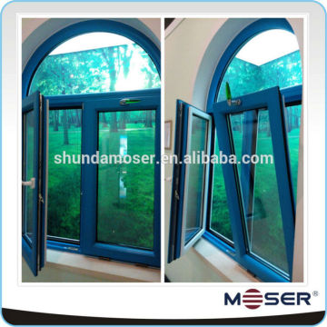 Moser German style wood window with aluminum cladding tilt and turn--round top window arched window special shape window