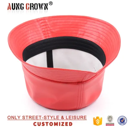 Red Leather Bucket Hat