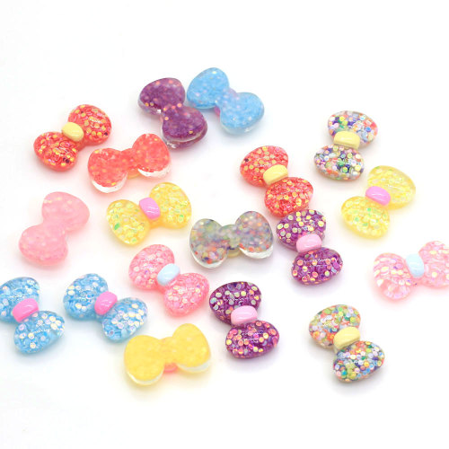 Fashion Special Glitter Fliege Fliege Bowknot Cabochons Harz 3D Flat Back Cabochons Scrapbooking für Frauen Mädchen Damen