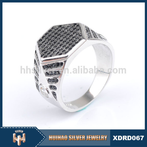 bulk wholesale high quality black cz stone 925 sterling silver mens rings for sale