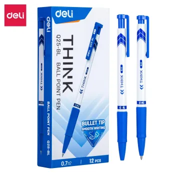 High Quality Deli Color Ballpoint Pen with Low Viscosity Ink, 0.7mm Tip, 1 Box (12 Pens)
