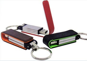 2012 New Leather Usb Stick With Key Chain For Hi-speed Samsung Chip Real Capacity