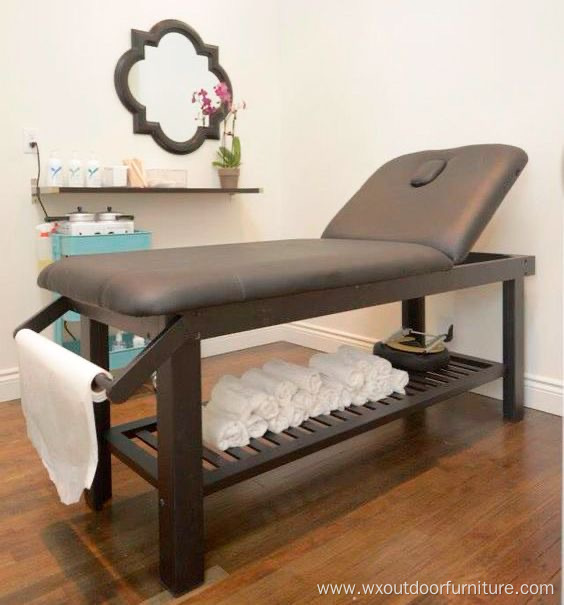 Portable Modern Adjustable Wood Frames Body Spa Facial Beauty Salon Folding Massage Bed with Storage Cabinet