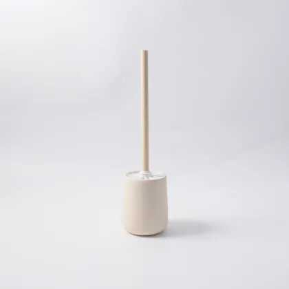 White ceramic cat toilet brush holder castile soap dispenser