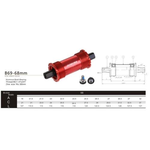 Square BB Bike Bottom Bracket Set Square Taper Bottom Brackets Alloy Light Bike Component