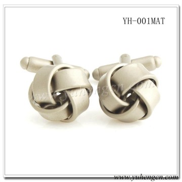 YH-001MAT Classic Mens Plain Metal Matt Knot Cufflinks