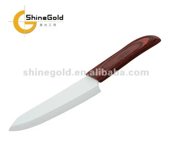 6 Inch Ceramic Santoku Knife With Wooden Handle