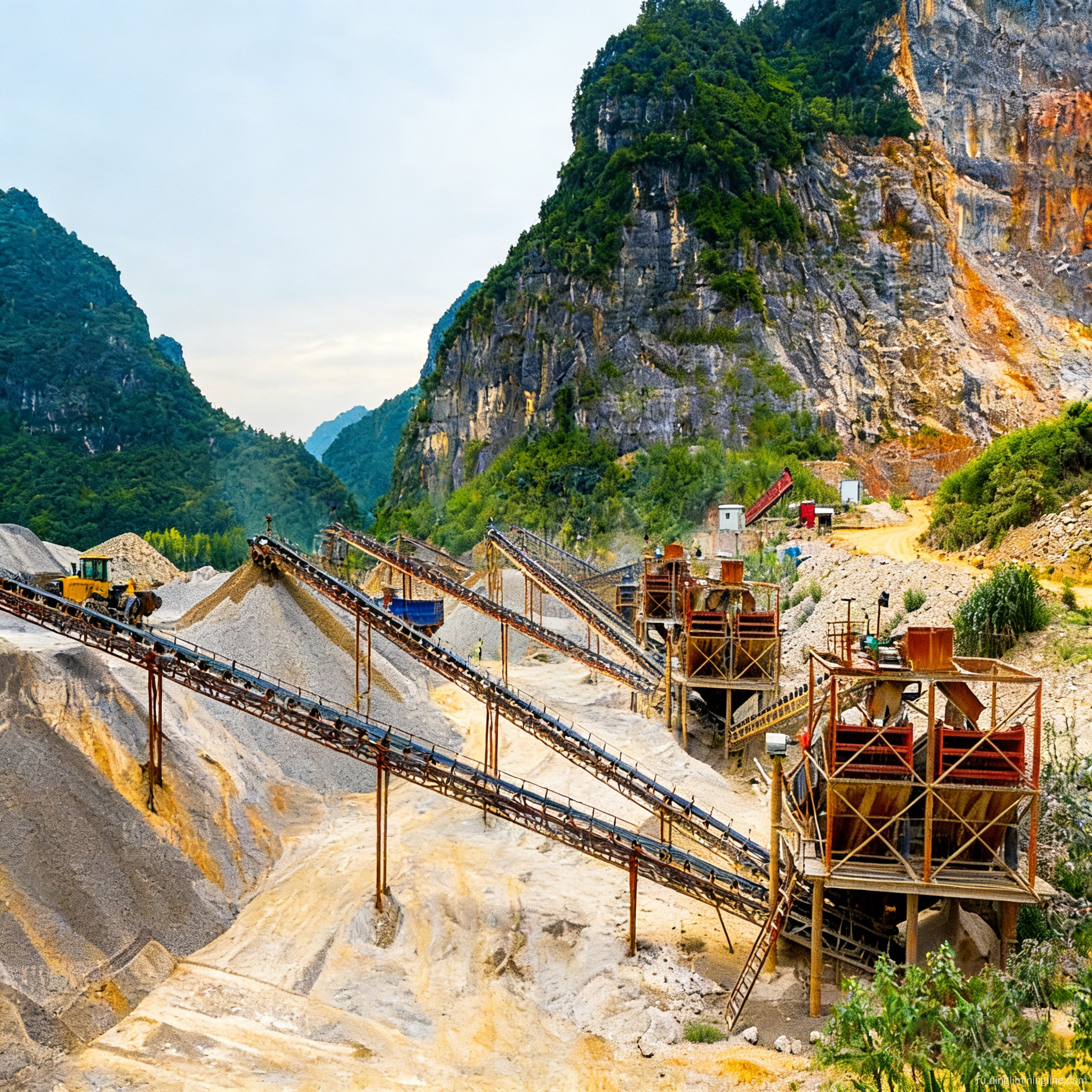 Оптимизированная линия по производству нерудного сырья для переработки известняка