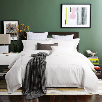 White embroidered 100% cotton bedding 4 PCS set