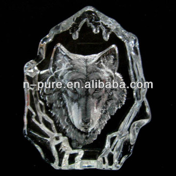 3D Laser Crystal iceberg Wolf