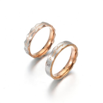 Yiwu Aceon Stainless Steel Carved Edge Silver Rose Gold Brushed Birthstone Spiritual Love Message Ring