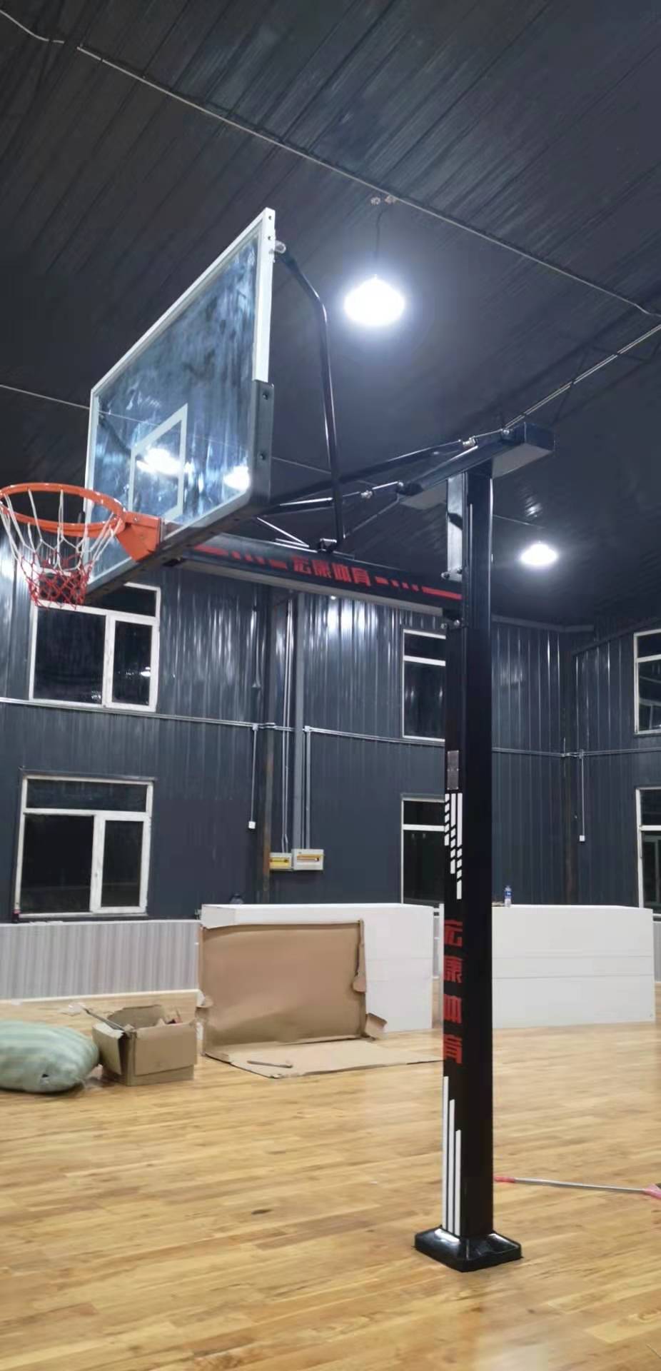 Fixed single-arm basketball hoops