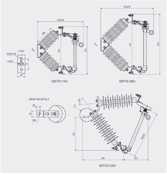 MTFP5 Series Fuse Cutout drawing