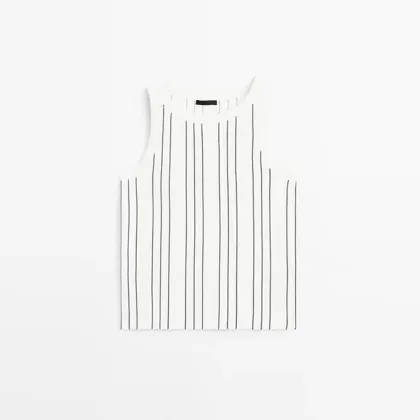 Women's minimalist striped detail knitted vest top