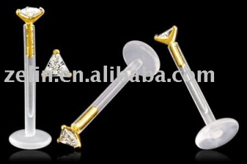 Bio-Plast Lip Labret with 14K Gold Triangle Head