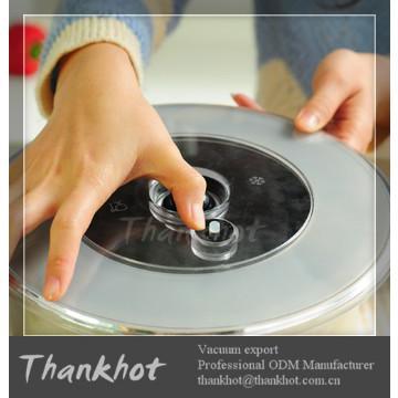 Vacuum food container lid for round storage box as gift