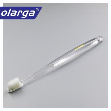 Small silicone toothbrush head and transparent handle toothbrush