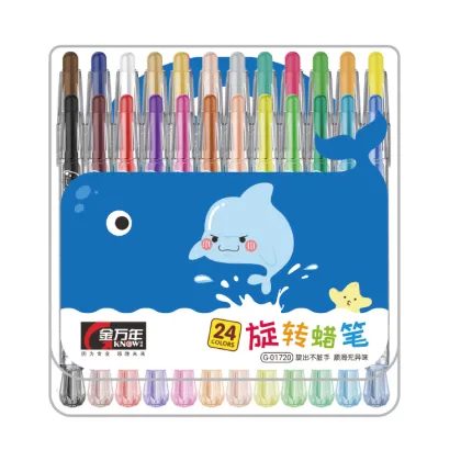 Diamond Shape Transparent Barrel 24 Colors Switch Oil Pastels Crayon G-01720