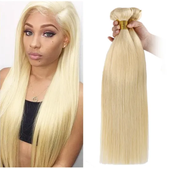 613 Bundles With Frontal Brazilian Straight Hair 3/4 Bundles With Closure 40 Inches Remy Blonde Human Hair Bundles With Frontal