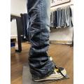 12oz cotton lycra stretch flared stack denim jeans