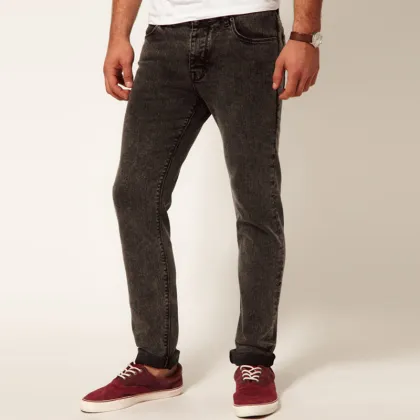 Alibaba casual men wear denim pants black slim washed jeans