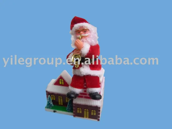 10"santa sit on house/santa toys/electrical santa
