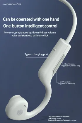 WOPOW Bone Conduction Bluetooth Headset Earphone