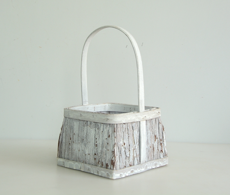 Square wash white wood bark handicraft basket-1 Square wash white wood bark handicraft basket-1