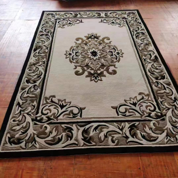3D Printed Black Floral Persian Rugs - Handmade Silk Carpet for Living Room and Bedroom