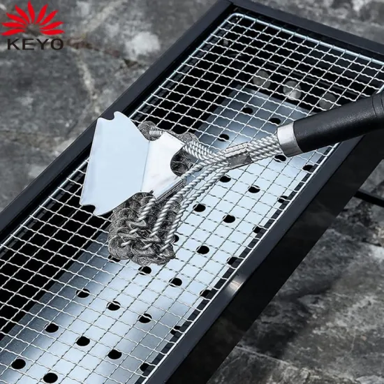 Stainless Steel Kitchen Bristles Cleaning Brushes Cooking Tool Barbecue Scraper Net BBQ Accessories Grill Brush with Scraper