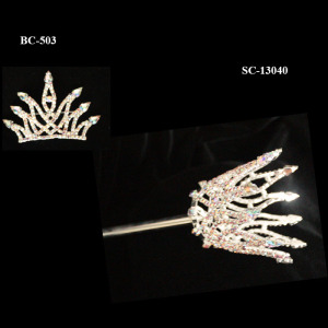 Gold Plated Rhinestone Crown Hairpin For Love