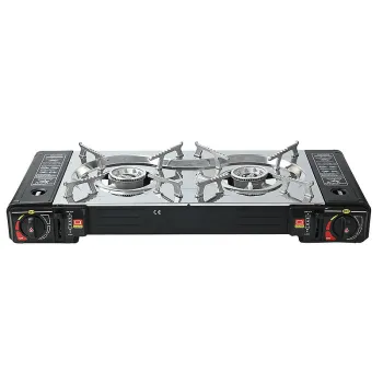 Quick Heat Portable Camping Outdoor Barbecue Gas Stove - Double Burners BBQ Grills
