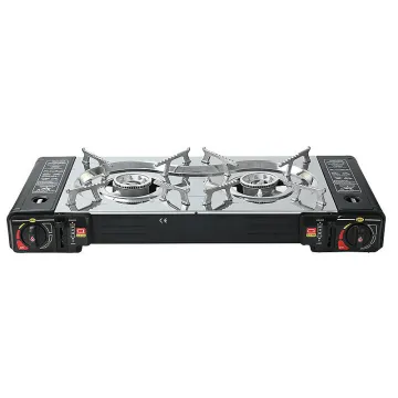 Quick Heat Portable Camping Outdoor Barbecue Gas Stove - Double Burners BBQ Grills
