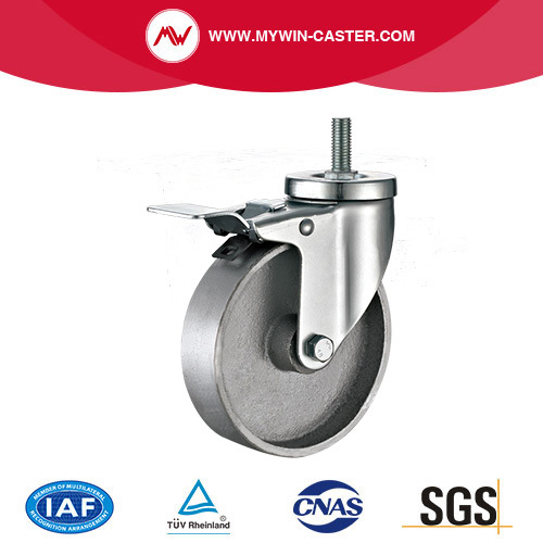 Medium Duty Thread Stem Swivel Total Lock Cast Iron Industrial Castor