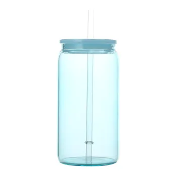 Colorful Student Back to School Glass Cup with Lid and Straw - 16oz Capacity