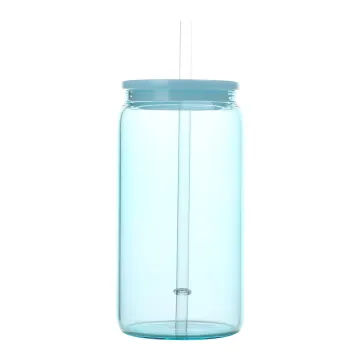 Colorful Student Back to School Glass Cup with Lid and Straw - 16oz Capacity