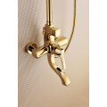 Gold Exposed Shower System With Rain Shower Head