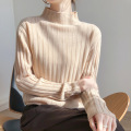 Solid color vertical pit half turtleneck bottoming shirt