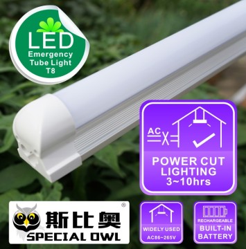 LED Emergency Tube lamp T8: 18W/1.2m, 13W/0.9m, 9W/0.6m Rechargeable with Backup Battery