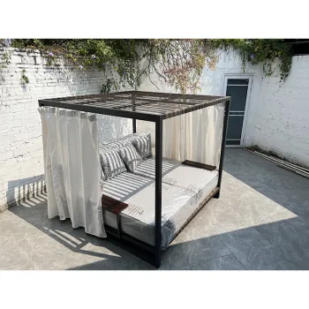 Wholesale Outdoor Woven Rope Sunbeds with Awnings for Gardens and Courtyards